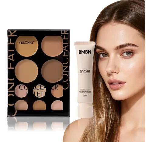 Kit 2 Base De Maquillaje Líquido Y Paleta De Correctores