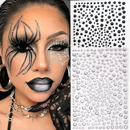 Stickers Strass Rostro Cuerpo X2 Negro Cristal