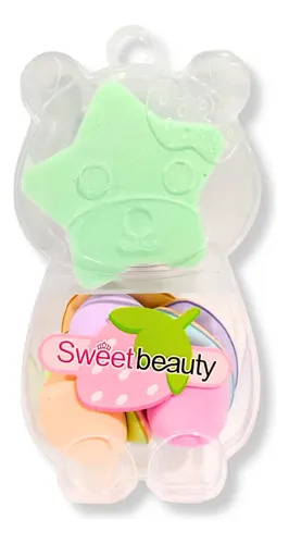 Set Mini Esponjas Blender Maquillaje Con Estuche Oso DD2 8 Piezas