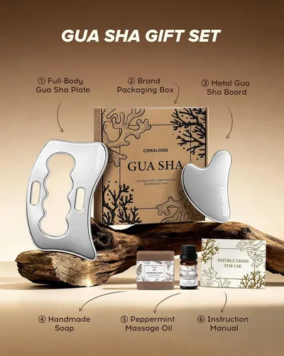 Set 4 Herramientas Gua Sha Acero Para Masaje Y Cuidado Piel