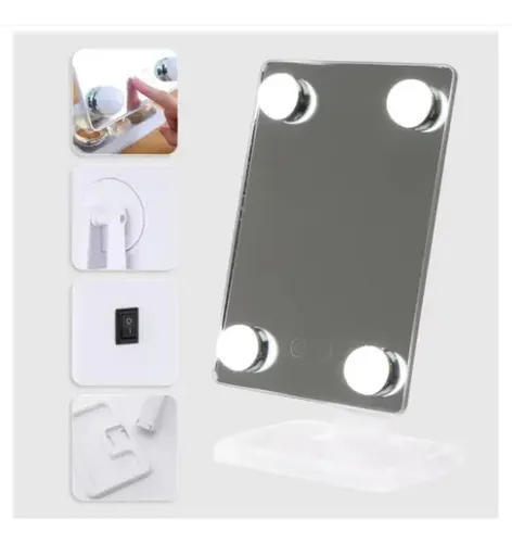 Espejo De Maquillaje 4 Focos Led Rotable 360°touch
