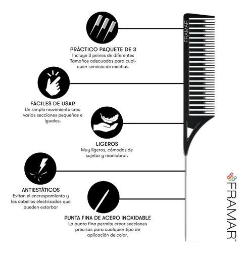 Set De Brochas Para Teñir El Cabello Framar, Peine Iluminado