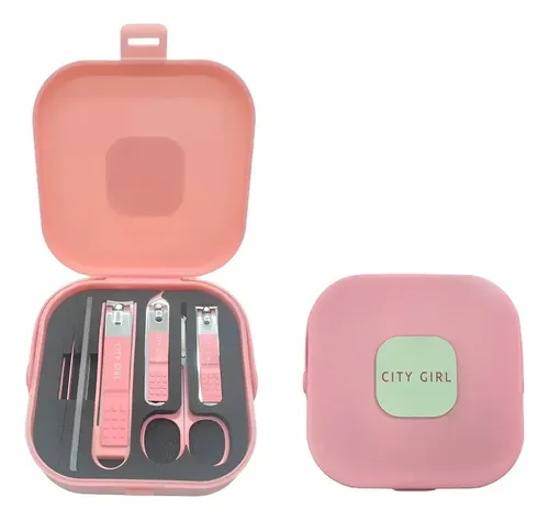 Kit Herramientas Manicura Set Viajero City Girl Estuche X7