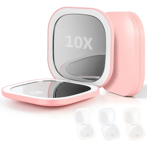 Espejo Maquillaje Portátil Led Aumento 10x Usb Recargable