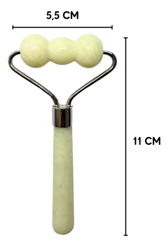Masajeador Rodillo Roller Facial Corporal Triple Esfera Jade
