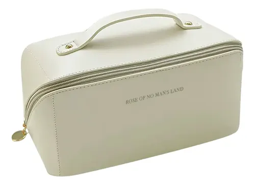 Neceser Organizador Bolso Porta Cosméticos Makeup Ecocuero Color Blanco