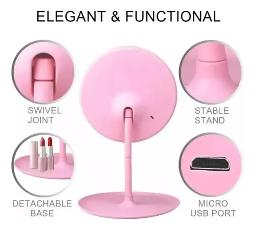 Espejo De Maquillaje Luz Led Touch Usb Regulable Aro Led