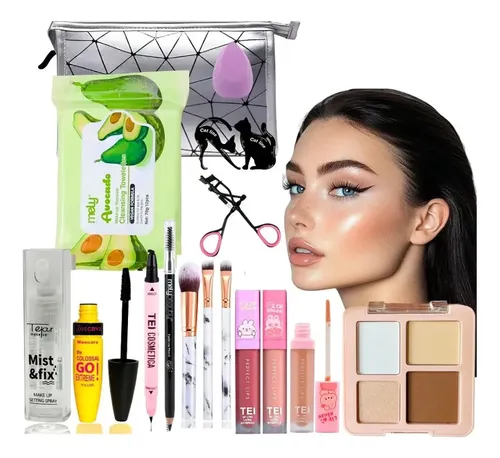 Kit Maquillaje Nude Mujer 12 Cosméticos Ideal Look Natural