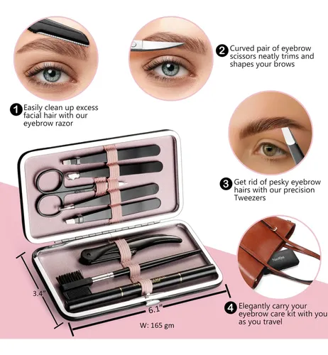Kit De Cejas Studio Exquisite 8 En 1 Con Pinzas, Tijeras Y C