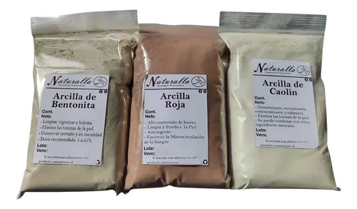 Oferta!! Combo Arcillas Caolin, Roja Y Bentonita 500gr C/u