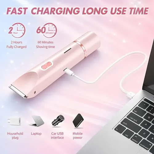 Depiladora Corporal 2 En 1 Mujer Recargable Rosa