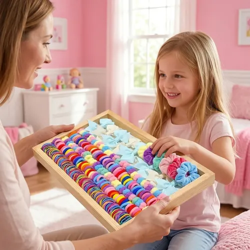 Set De Ligas Para Cabello Infantil 881 Piezas Colores Dulces