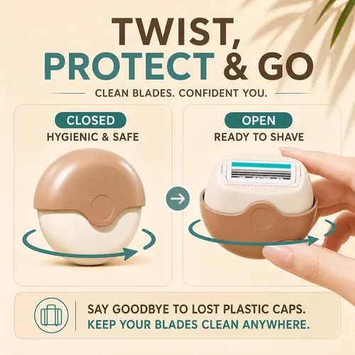 3-layer Hair Shaver With Rotating Cover, Compact Travel