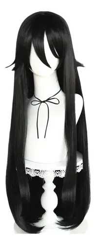 Peluca Super Larga Ryoba Aishi Para Cosplay, Color Negro