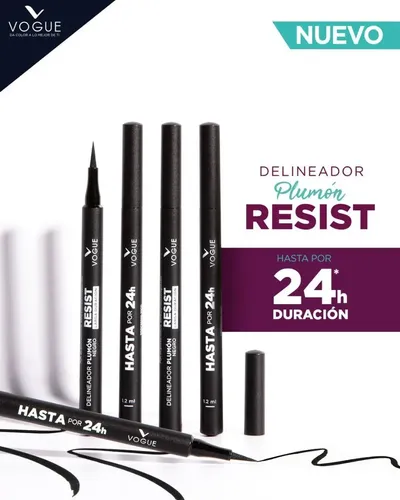 Delineador De Ojos Fibra Vogue Plumon Resist Negro