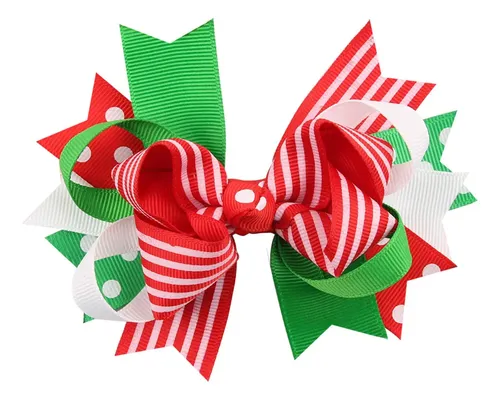 13 Pinzas Para El Pelo Con Forma De Lazo Con Diseño Navideño