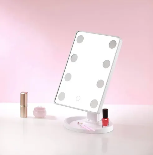 Espejo Para Maquillaje Luz Led 3 Cambios Rotación 360 Grados