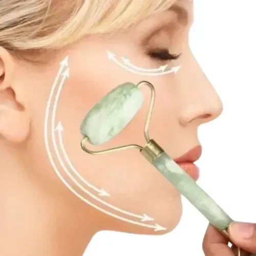 Masajeador Facial Rodillo De Piedra Jade Natural Doble Verde