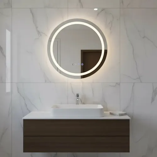 Espejo Con Luz Led Calida Fria o Neutra Touch Tactil Con Dimmer 60 Cm Redondo Para Baño Dormitorio CuantoArte Circular Premium