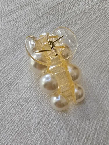 Gancho Pinza Broche Clip Pelo Grande Transparente Perlas