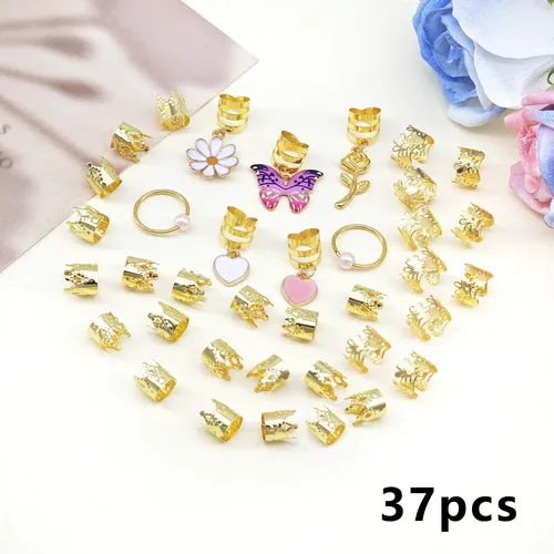 Kit De 37 Accesorios Para Cabello, Anillos Y Adornos