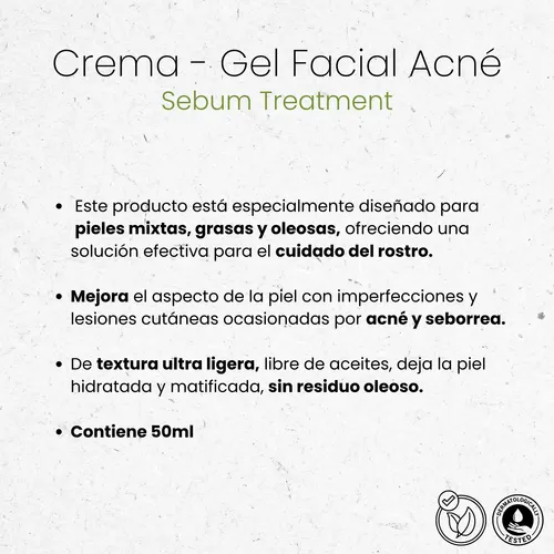 Crema Gel Facial Acné Sebum Treatment Matifica 50ml Idraet