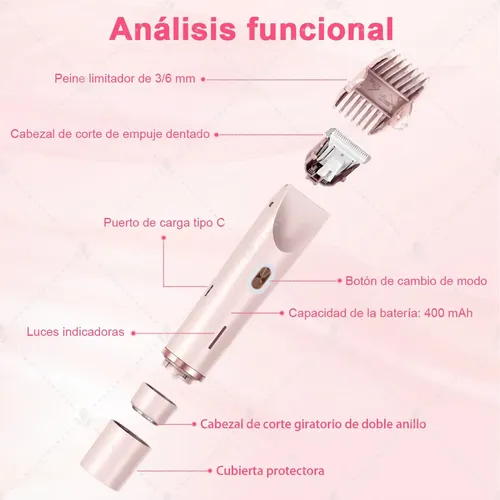 Afeitadora Eléctrica 2 En 1 Para Cuerpo Y Zona Bikini Mujer