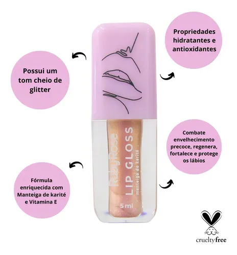 Brillo De Labios Ruby Rose Tono Flashlight 5 Ml Lila