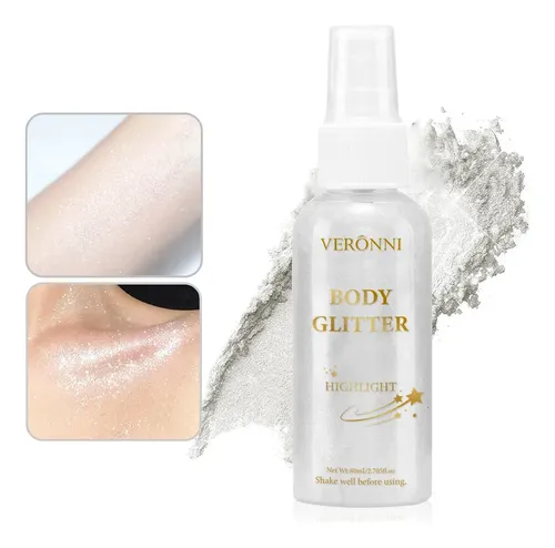 Iluminador En Aerosol Para Cuerpo Y Cabello, Color Blanco Pl