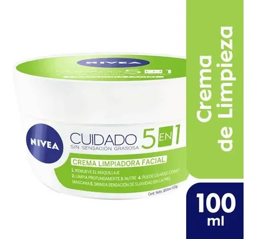 Crema Facial 5 En 1 Nivea Cuidado Limpiadora 100 Ml