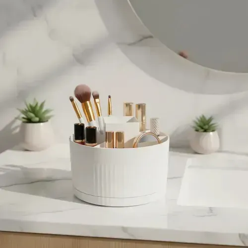 Organizador Porta Cosmético Maquillaje 3 Divisiones Blanco