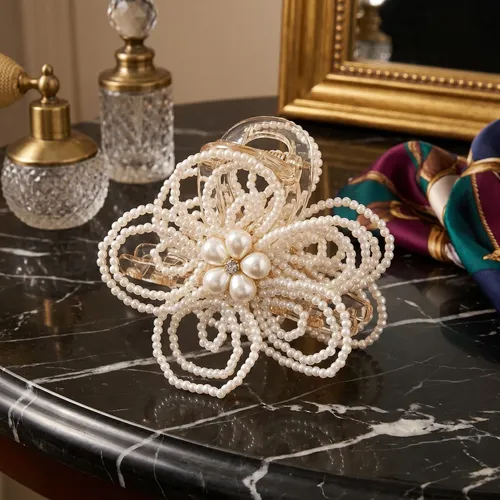 Clip De Pelo De Perla Francesa Clip De Garra Floral 2026