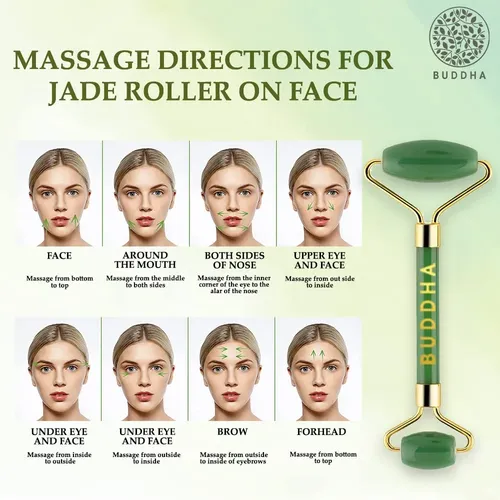 Rodillo Facial De Jade Verde Natural Para Masaje Y Belleza