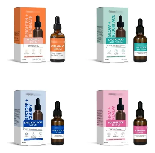 4*kit De Sérums Para Skincare – Vitamina C, Ácido Láctico,
