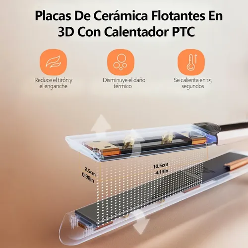 Plancha De Cabello Alisador Y Rizador 2 En 1 Cerámica 15temp