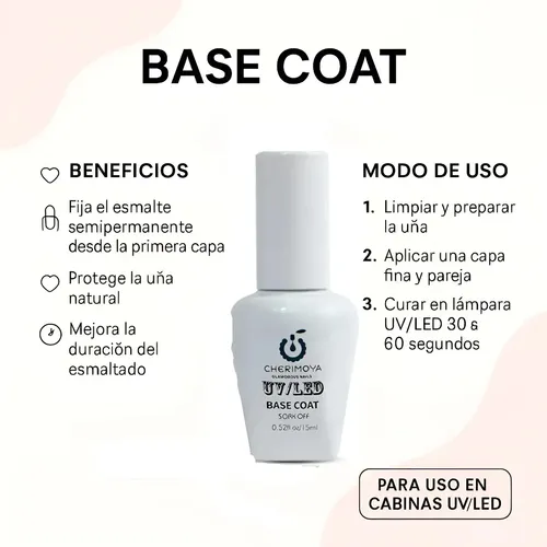 Base Coat Uv Led 15 Ml Profesional Alta Adherencia Uñas