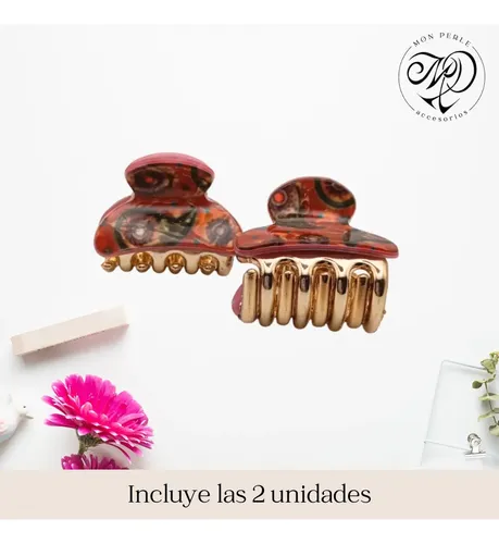 Broches Pelo Hebillas Ganchos Clips Colores Por Par Color Naranja Oscuro