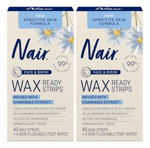Cera Para Depilar Nair Piel Sensible 40 Tiras Pack 2