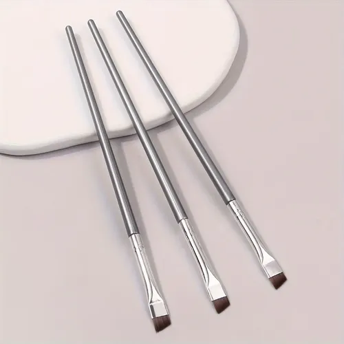 Pinceles Delineador Ultrafino X3 Maquillaje 3 Silver Ultra-fine Makeup Brushes