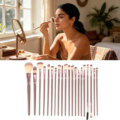 Kit Completo 20 Pinceles Maquillaje, Uso Diario Y Salón