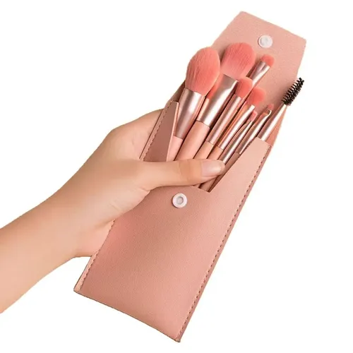 8 Piezas De Pinceles De Maquillaje Mini Portátile Set Para