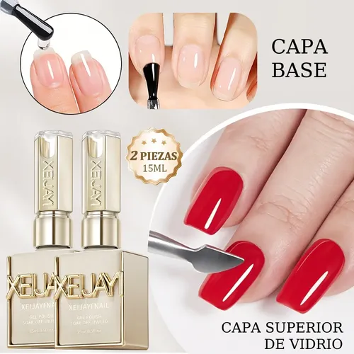 Set Base Coat Y Top Coat En Gel For Uñas Transparent Zjy