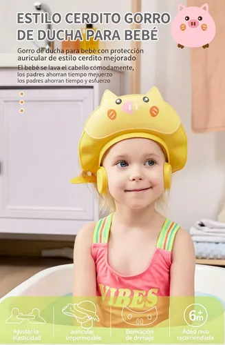 Gorro De Ducha Ajustable For Niños, Gorro De Baño