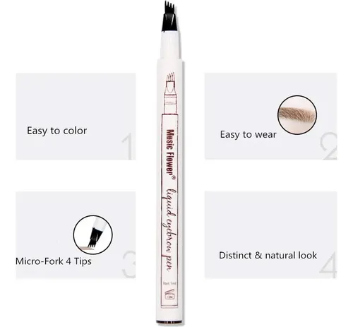 Lápiz De Cejas Microblading Music Flower 4 Puntas Marrón