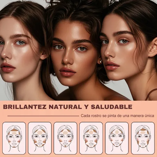 Set 4 Barras Maquillaje Heci Rubor Contorno Iluminador Base