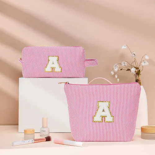 Set De Neceseres De Viaje Fohufo Pink Initial E Travel Toile