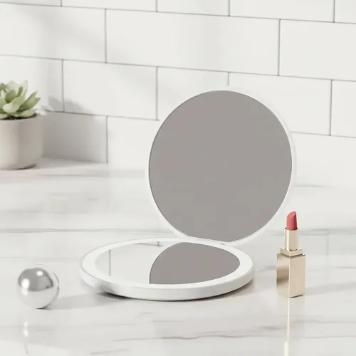 Espejo De Bolsillo Led Para Maquillaje Portátil Para Cartera Blanco
