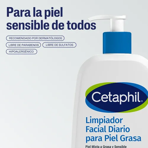 Gel Limpiador Facial Espumoso Cetaphil Para Piel Sensible, Mixta A Grasa X 473 Ml