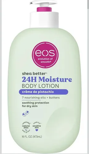 Crema para cuerpo EOS 2040701 Eos Shea Better Body Lotion Vanilla Cashmere 16 Onz en dosificador 473mL pistacho