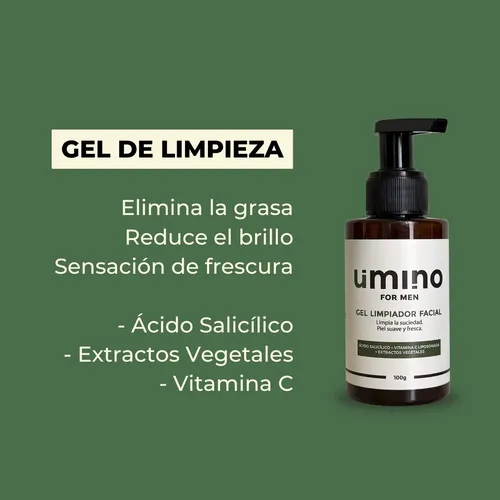 Gel Limpiador Facial Hombre Umino Piel Grasa Anti Acne